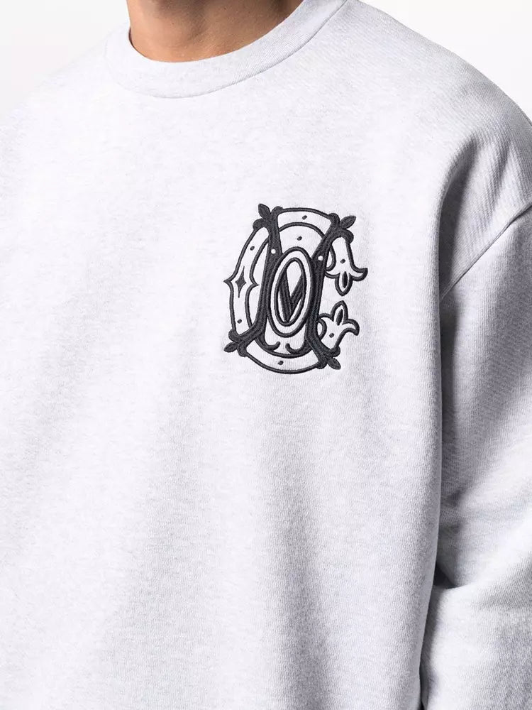 Embroidered Logo Grey Crewneck Sweatshirt