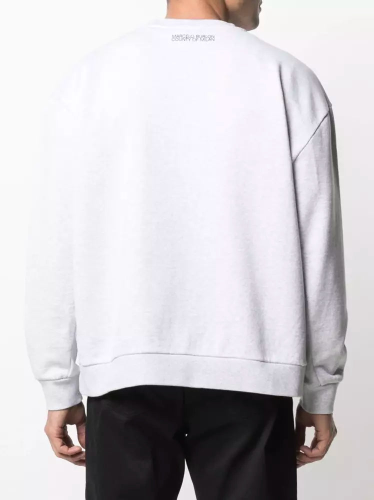 Embroidered Logo Grey Crewneck Sweatshirt