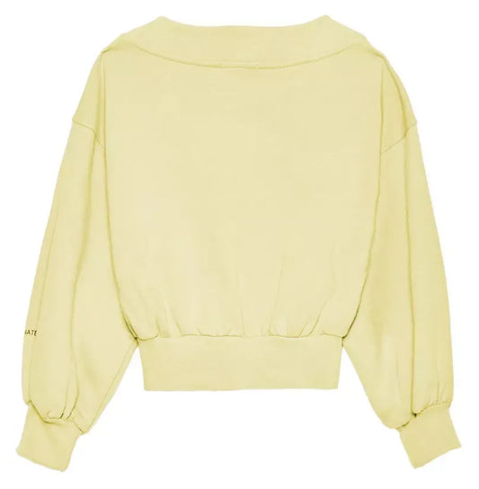 Chic Yellow V-Neck Cotton Sweatshirt