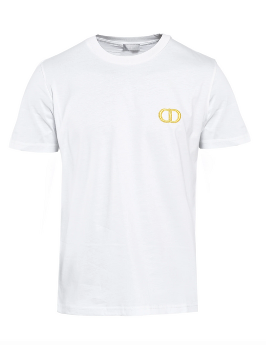 Elegant White Embroidered Logo Tee