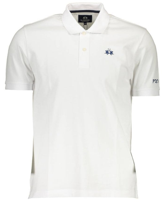 Elegant White Cotton Men's Polo with Chest Logo