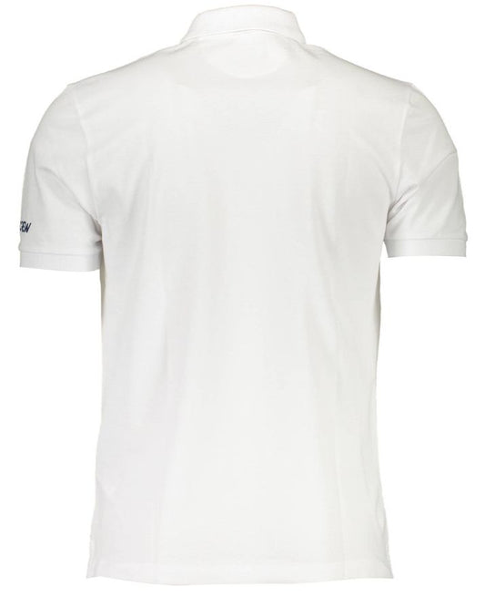 Elegant White Cotton Men's Polo with Chest Logo