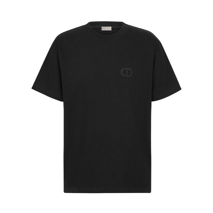 Elegant Embroidered Logo Black Tee