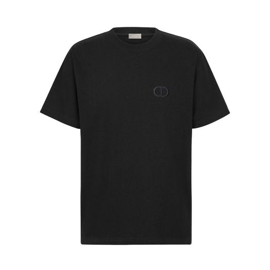 Elegant Embroidered Logo Black Tee