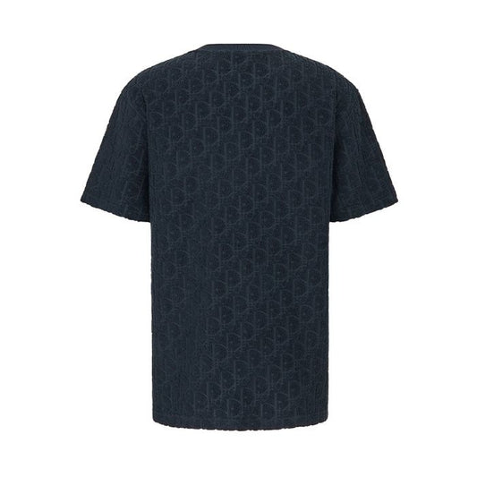 Elegant Navy Jacquared Cotton Tee