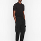 Elegant Black Cotton Pique Polo Shirt