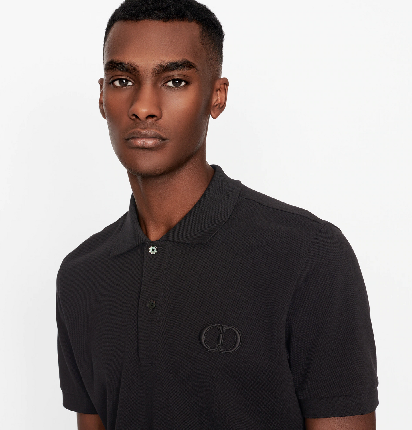 Elegant Black Cotton Pique Polo Shirt