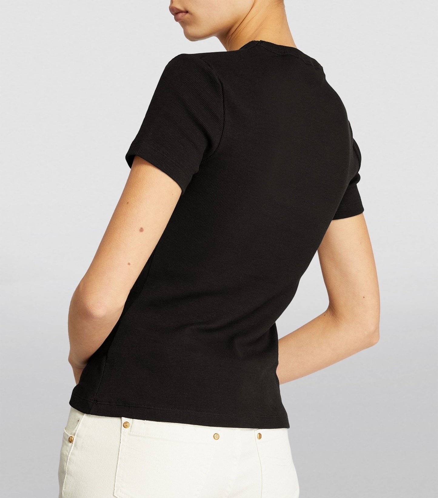 Sleek Black Crew-Neck Tee with Front Print