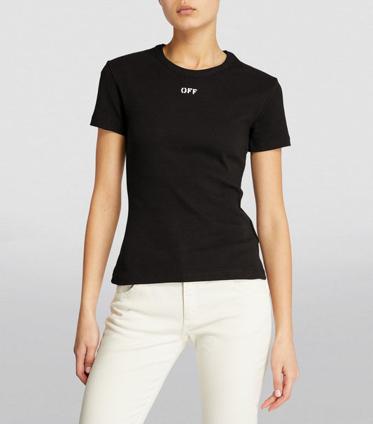 Sleek Black Crew-Neck Tee with Front Print