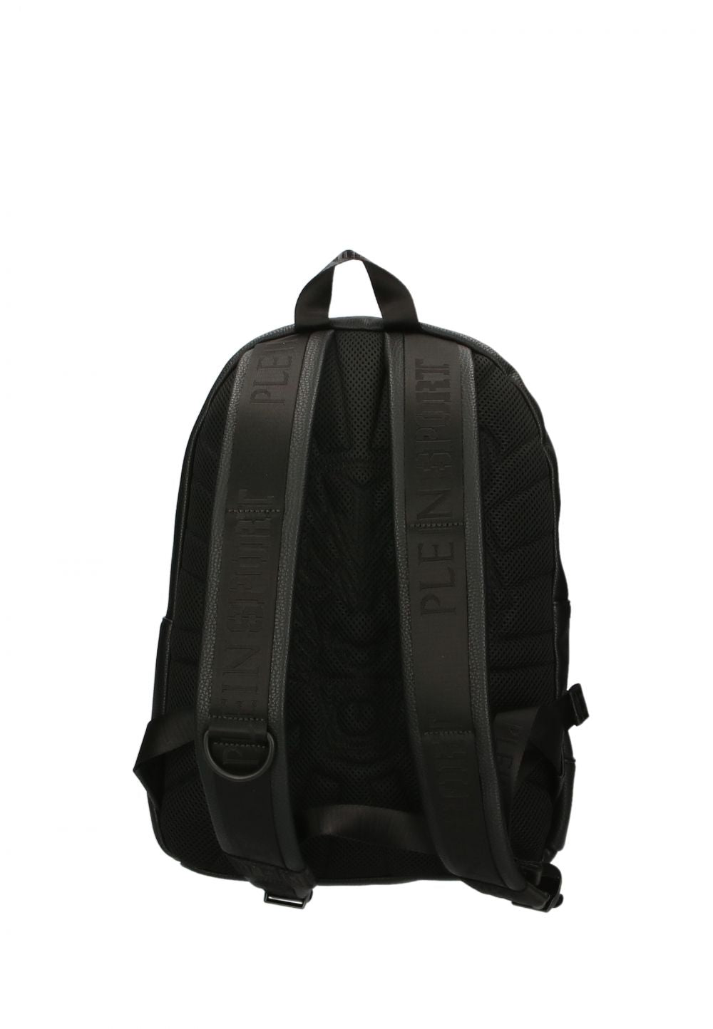 Sleek Black Designer Backpack with Metal Logo