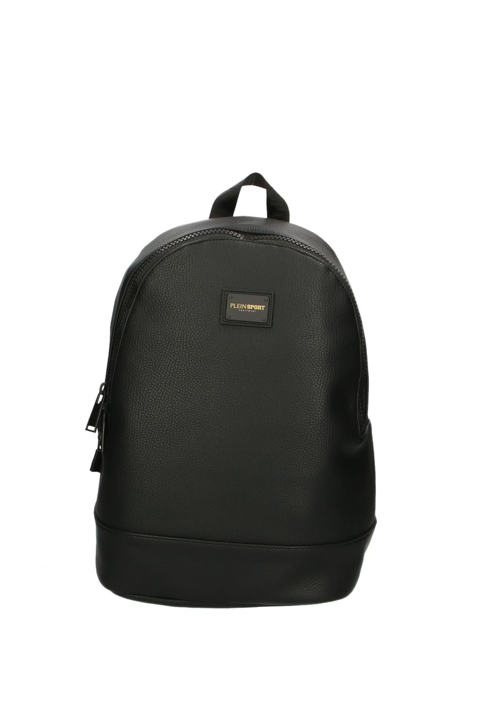 Sleek Black Designer Backpack with Metal Logo