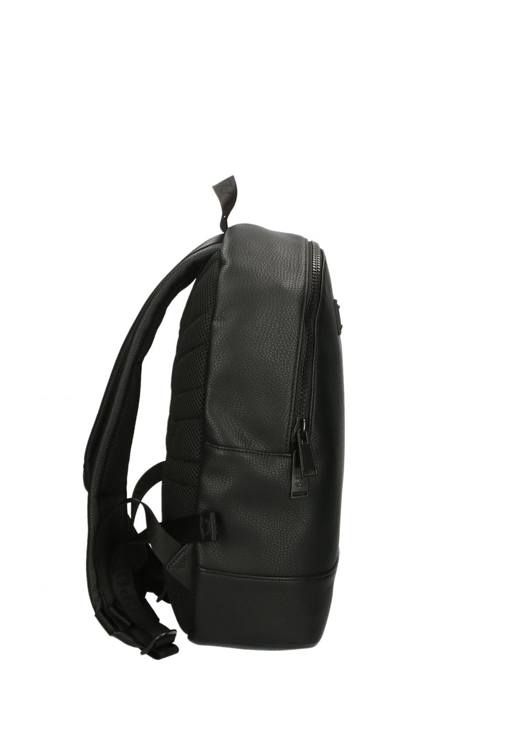 Sleek Black Designer Backpack with Metal Logo