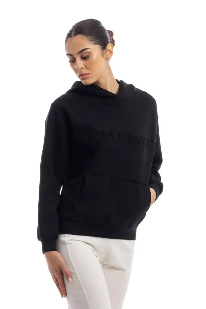 Chic Embossed Logo Cotton Hooded Sweatshirt