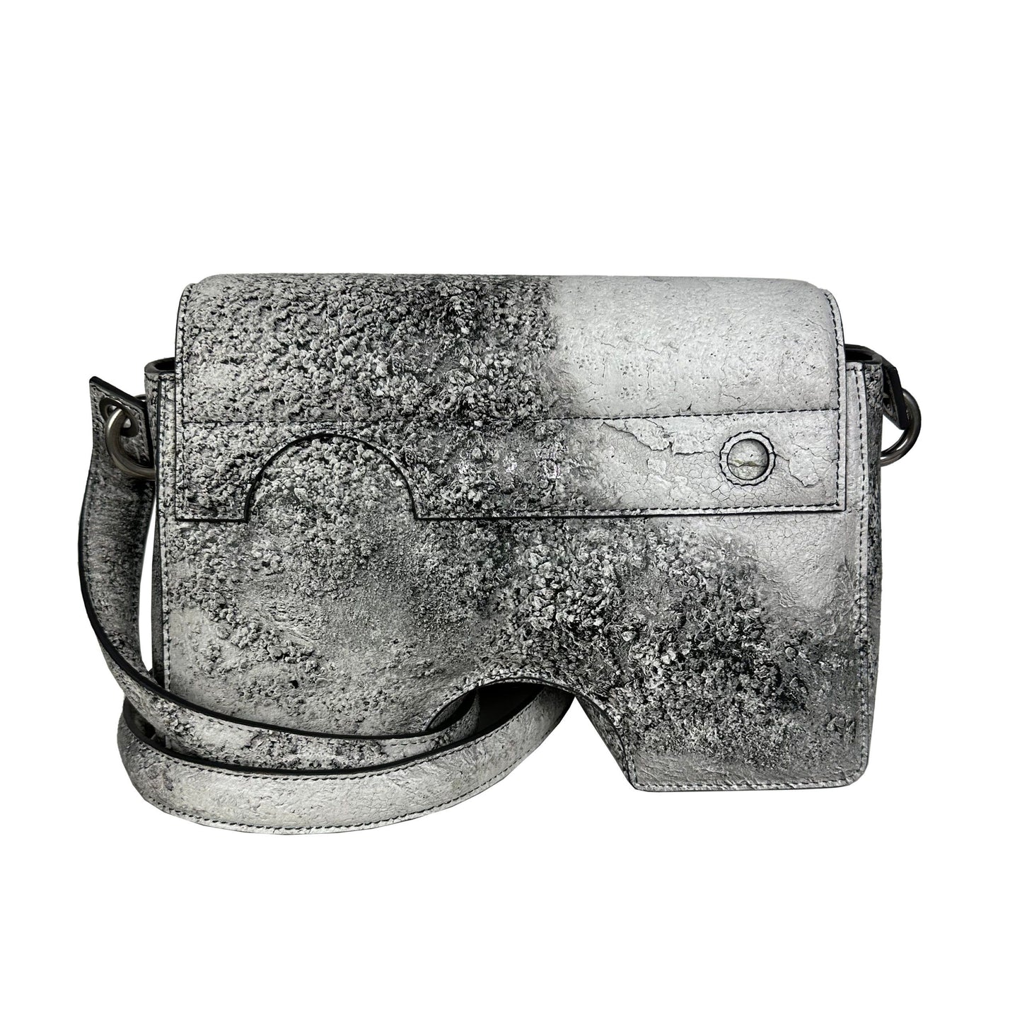 Elegant Gray Leather Crossbody Bag