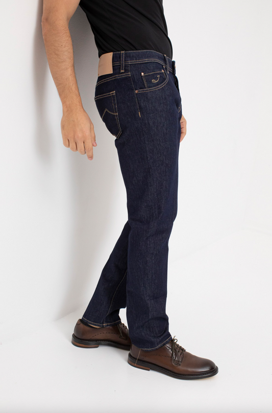 Italian Crafted Blue Denim Jeans with Contrast Stitching