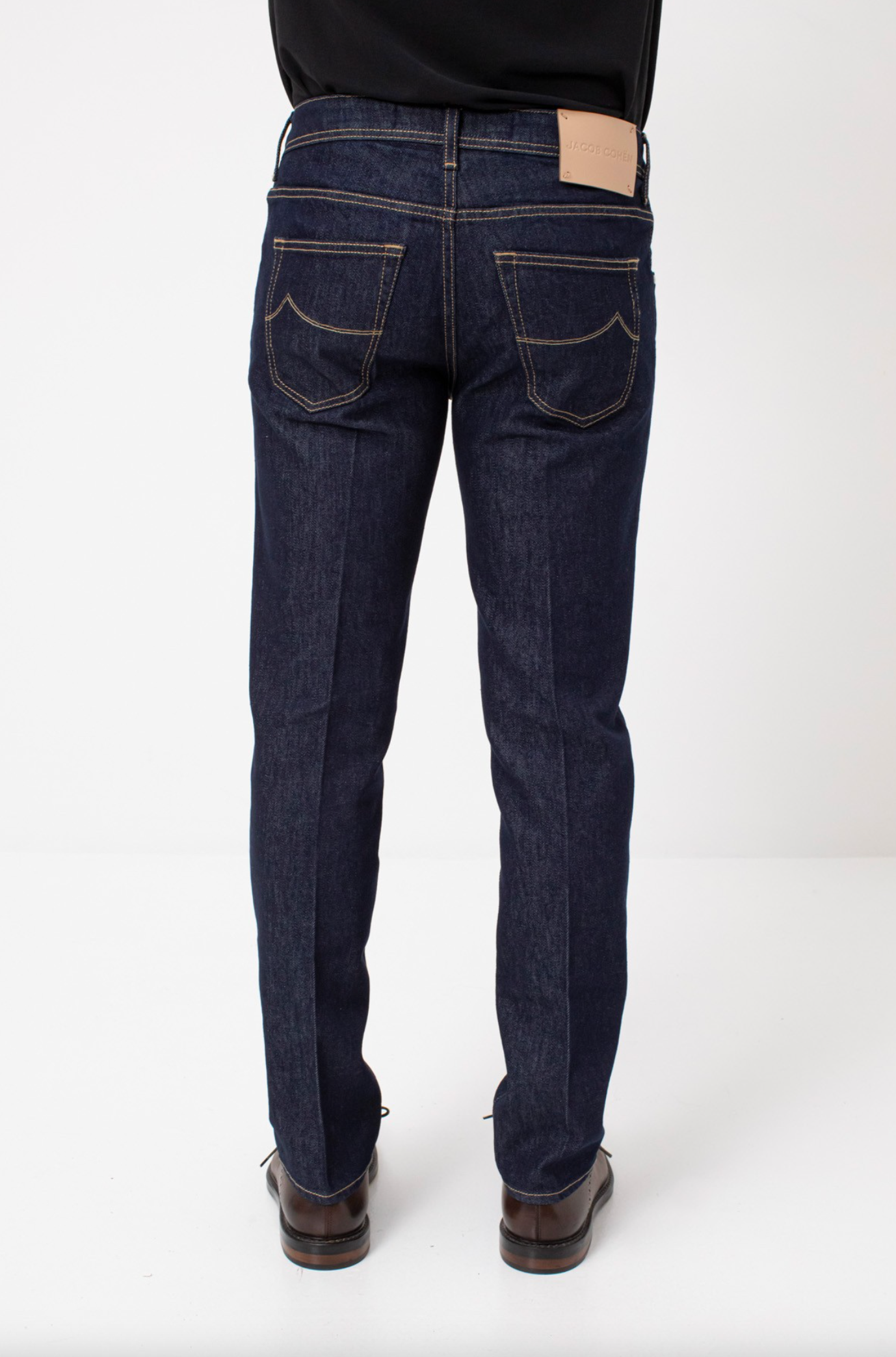 Italian Crafted Blue Denim Jeans with Contrast Stitching