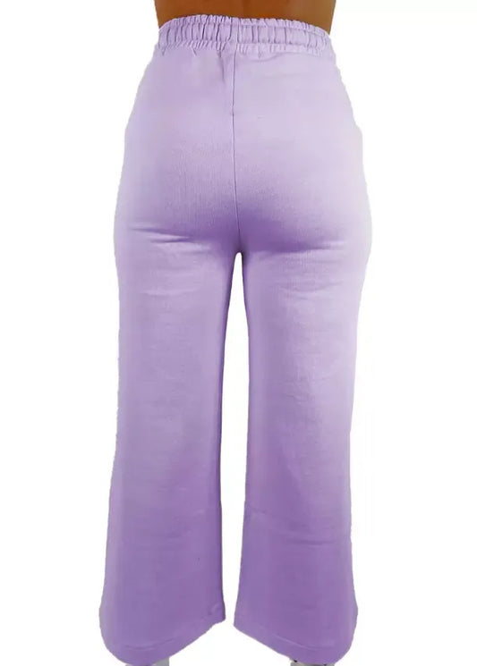 Elegant Cotton Palazzo Pants with Logo Detail