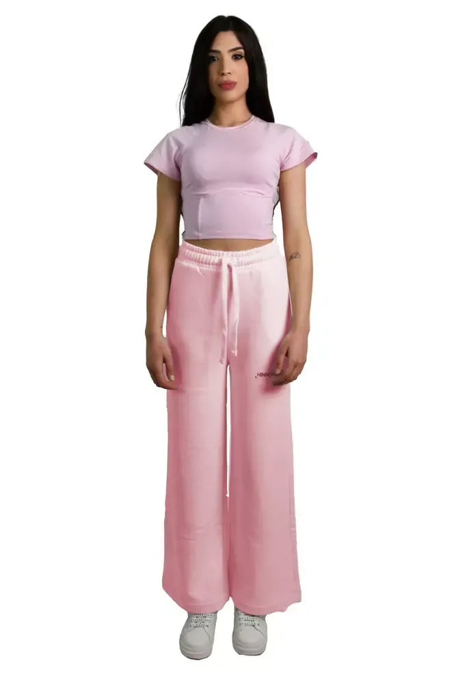 Chic Pink Palazzo Pants with Drawstring