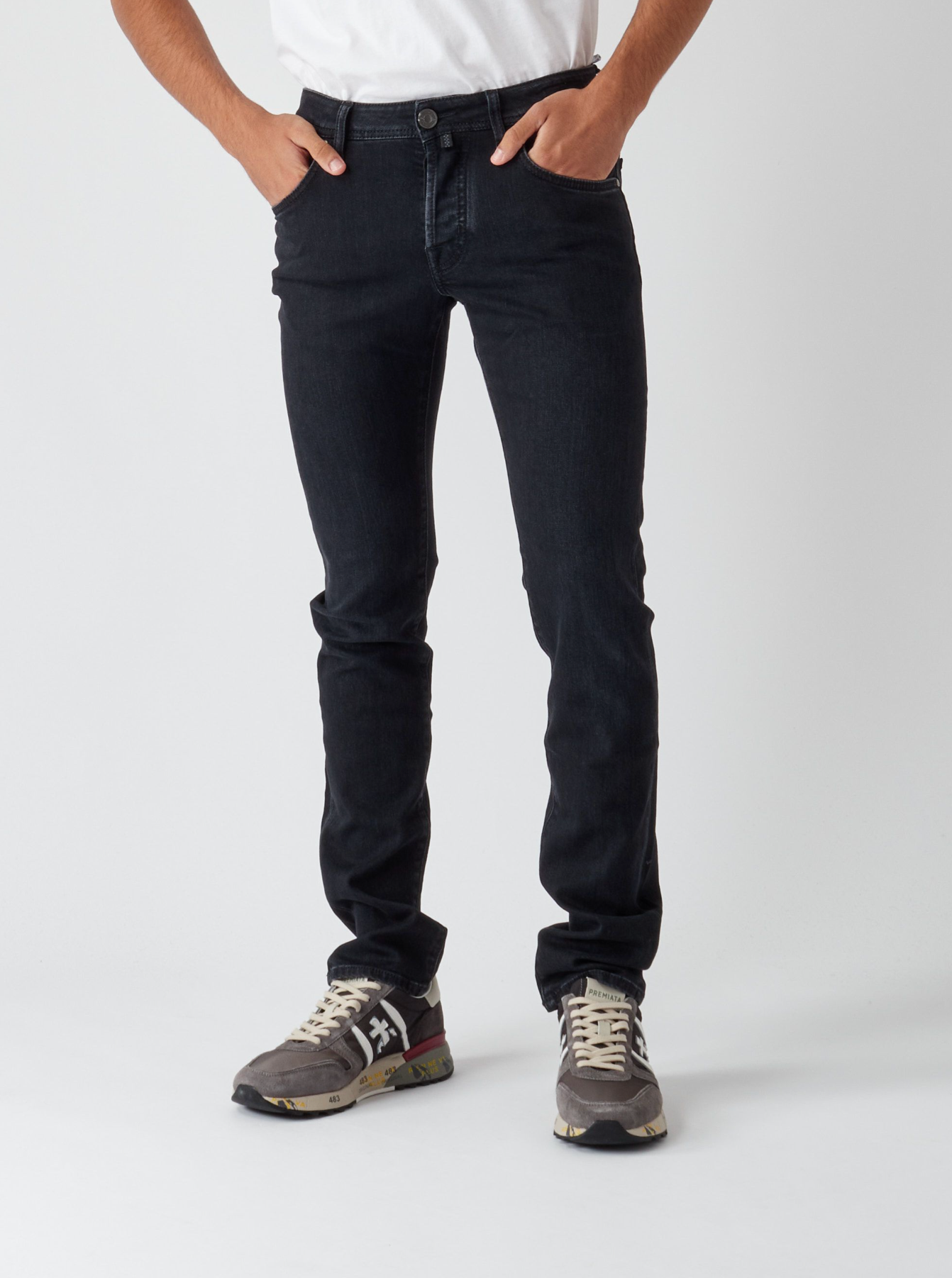 Elegant Black Super Slim Denim for Men