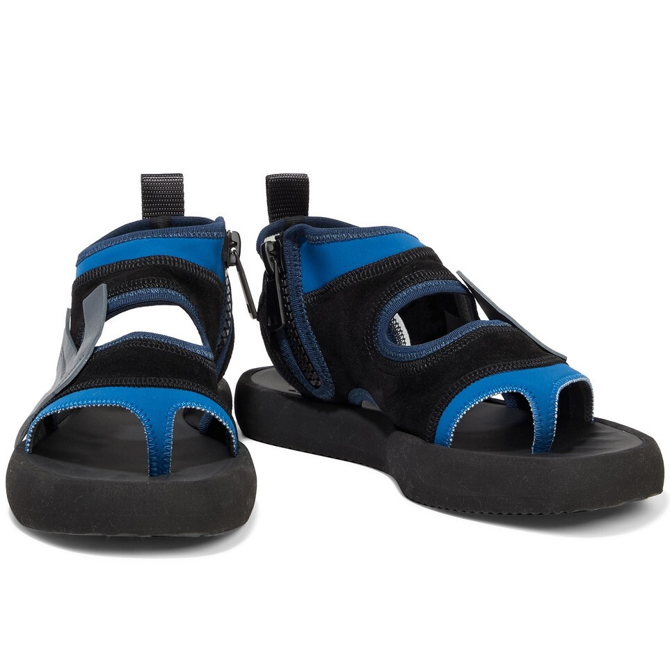 Chic Neoprene and Suede Sandals in Blue