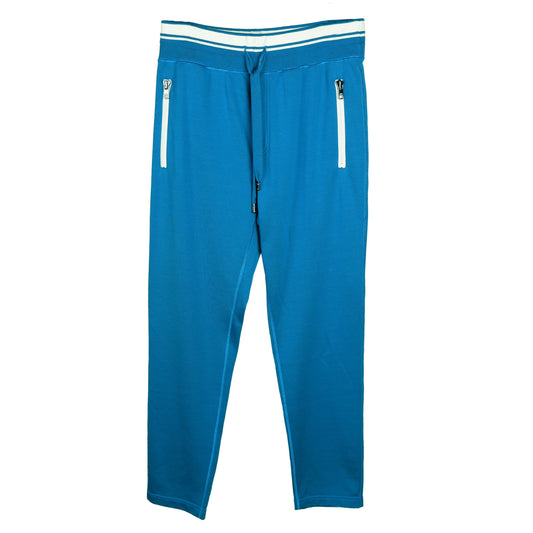 Elegant Petrol Blue Cotton Trousers