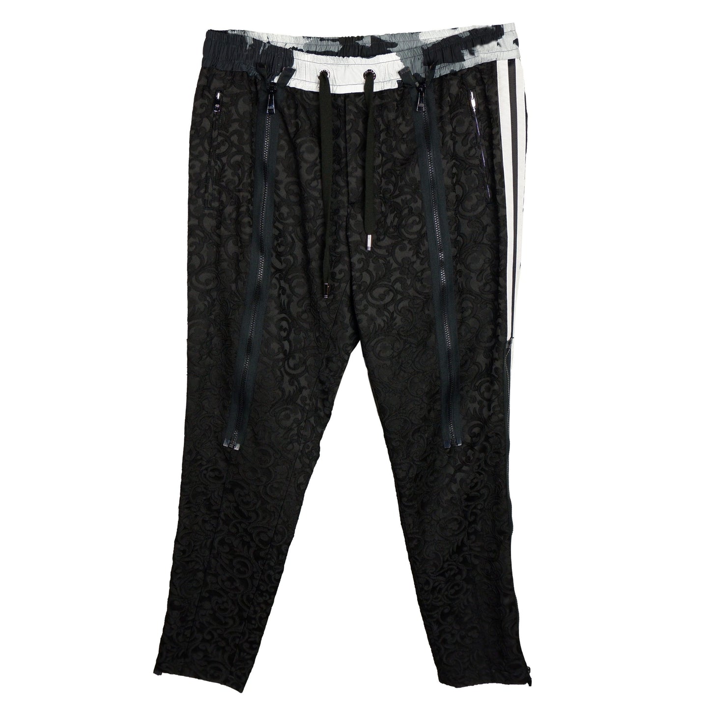 Elegant Embroidered Silk Blend Sports Trousers