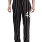 Elevated Black Cotton Sports Trousers with Stripes