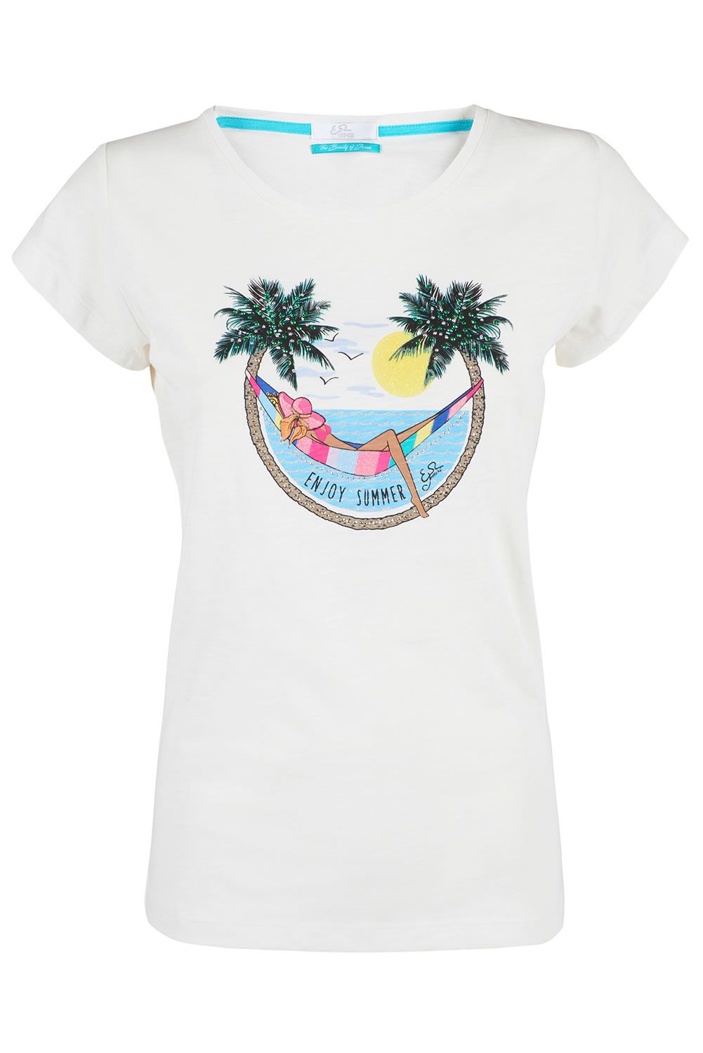 Elegant White Tee with Sparkling Front Print