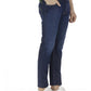 Elegant Blue Denim with Leather Accent