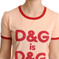 Elegant Pink Cotton Tee with Golden Logo