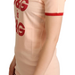 Elegant Pink Cotton Tee with Golden Logo