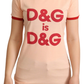 Elegant Pink Cotton Tee with Golden Logo