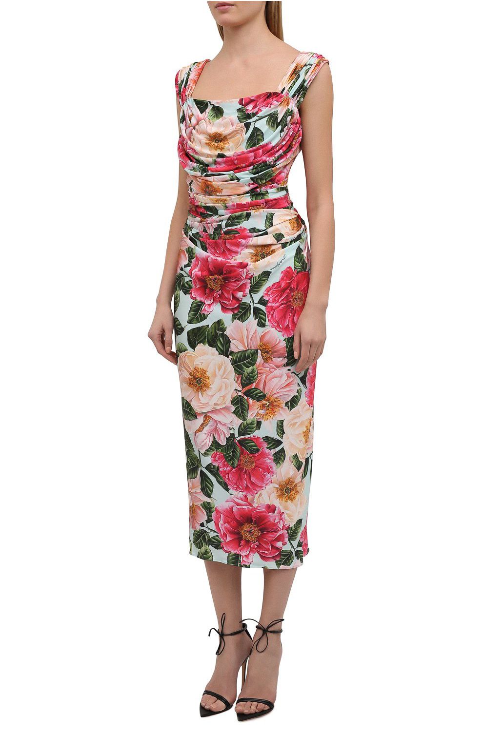 Floral Stretch Jersey Midi Elegance