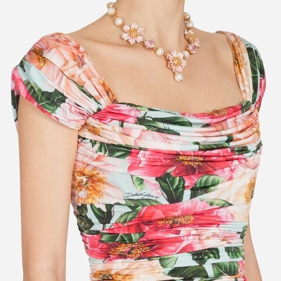 Floral Stretch Jersey Midi Elegance