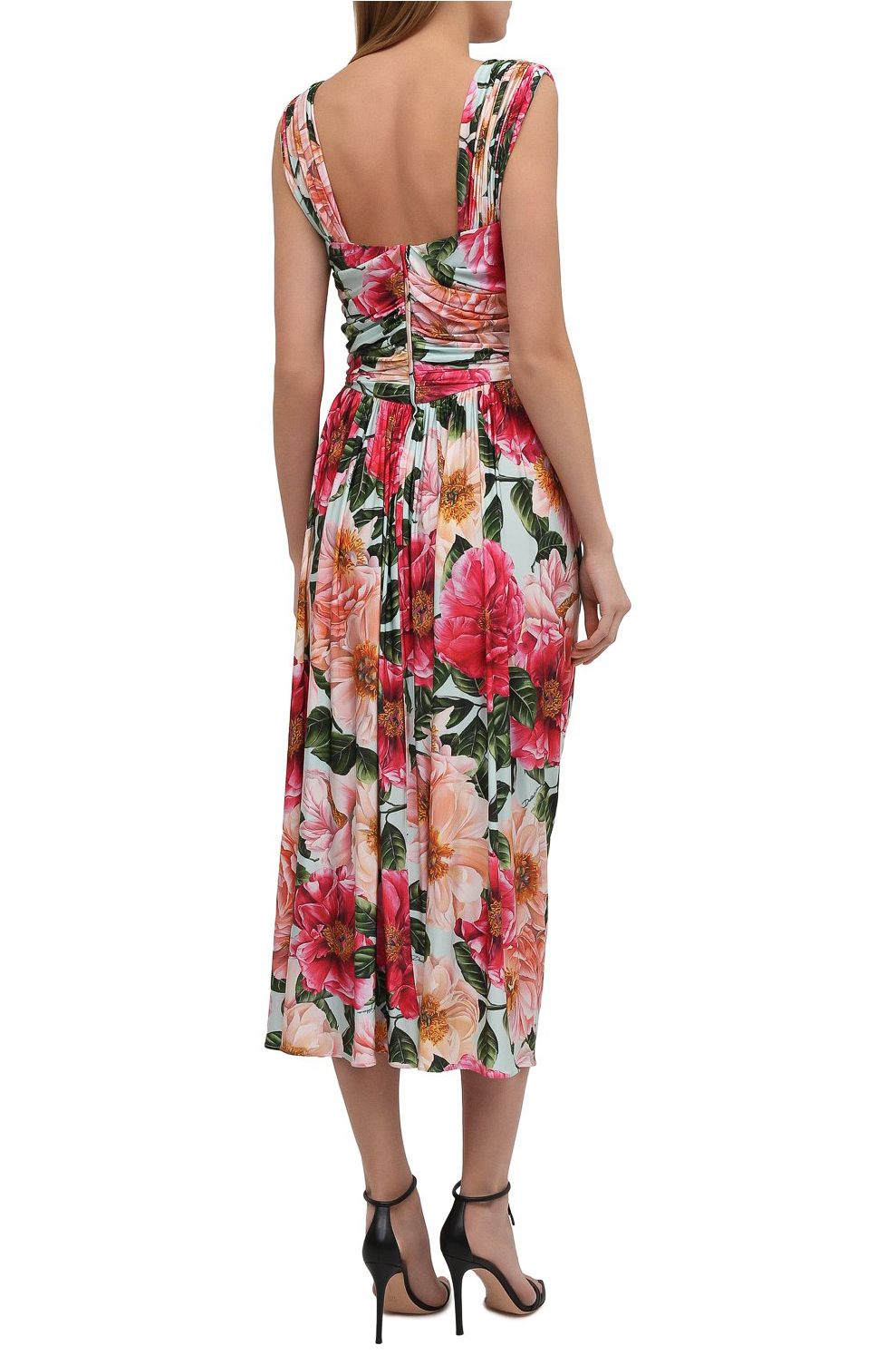 Floral Stretch Jersey Midi Elegance