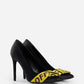 Chic Black Silk Blend Heeled Pumps