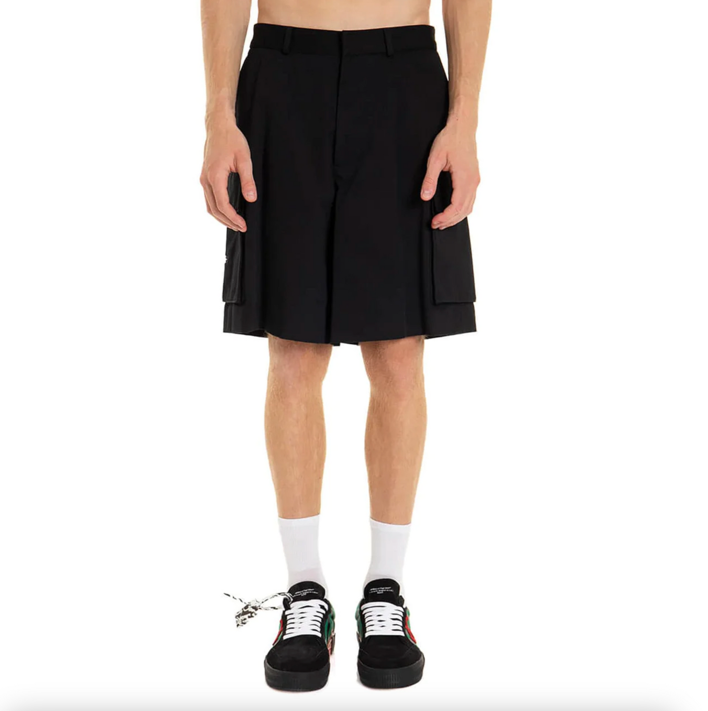 Sleek Black Cargo Shorts with Iconic Design