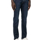 Elegant Blue Denim with Suede Accent