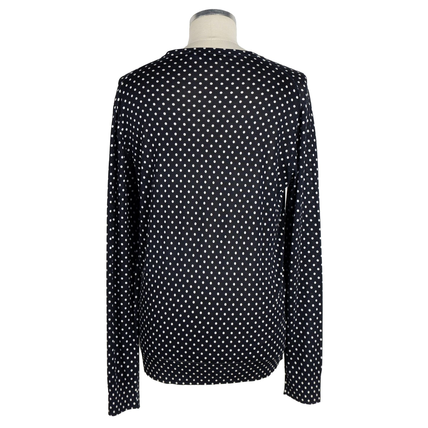 Elegant Dot Print Silk Crew Neck Sweater