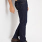Elegant Blue Denim Jeans with Suede Detail