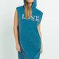 Casual Blue Maxi Hooded Camisole Dress