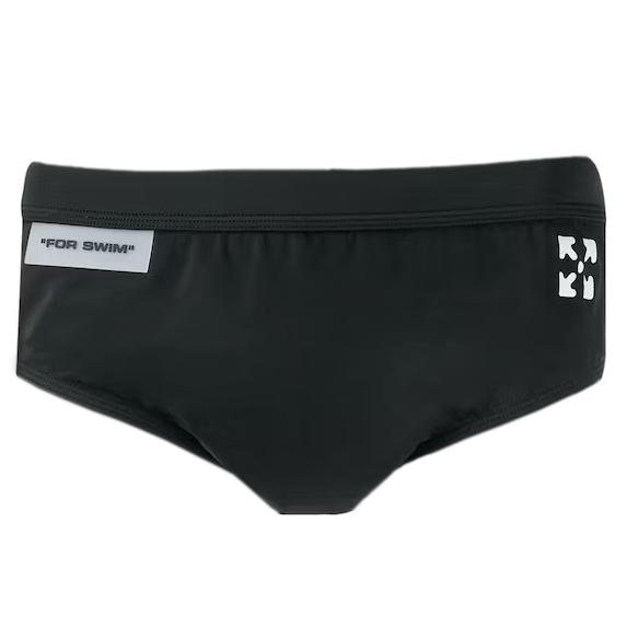 Sleek Black Swim Briefs with Iconic Logo Detail