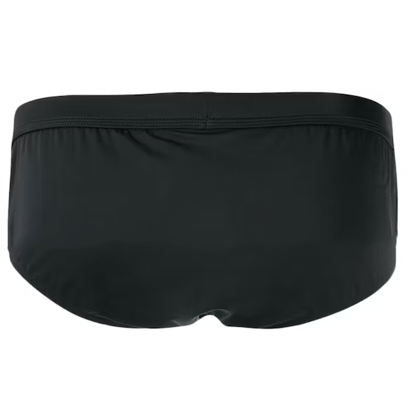 Sleek Black Swim Briefs with Iconic Logo Detail