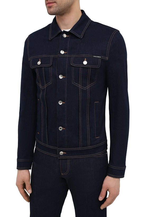 Elegant Dark Blue Denim Jacket