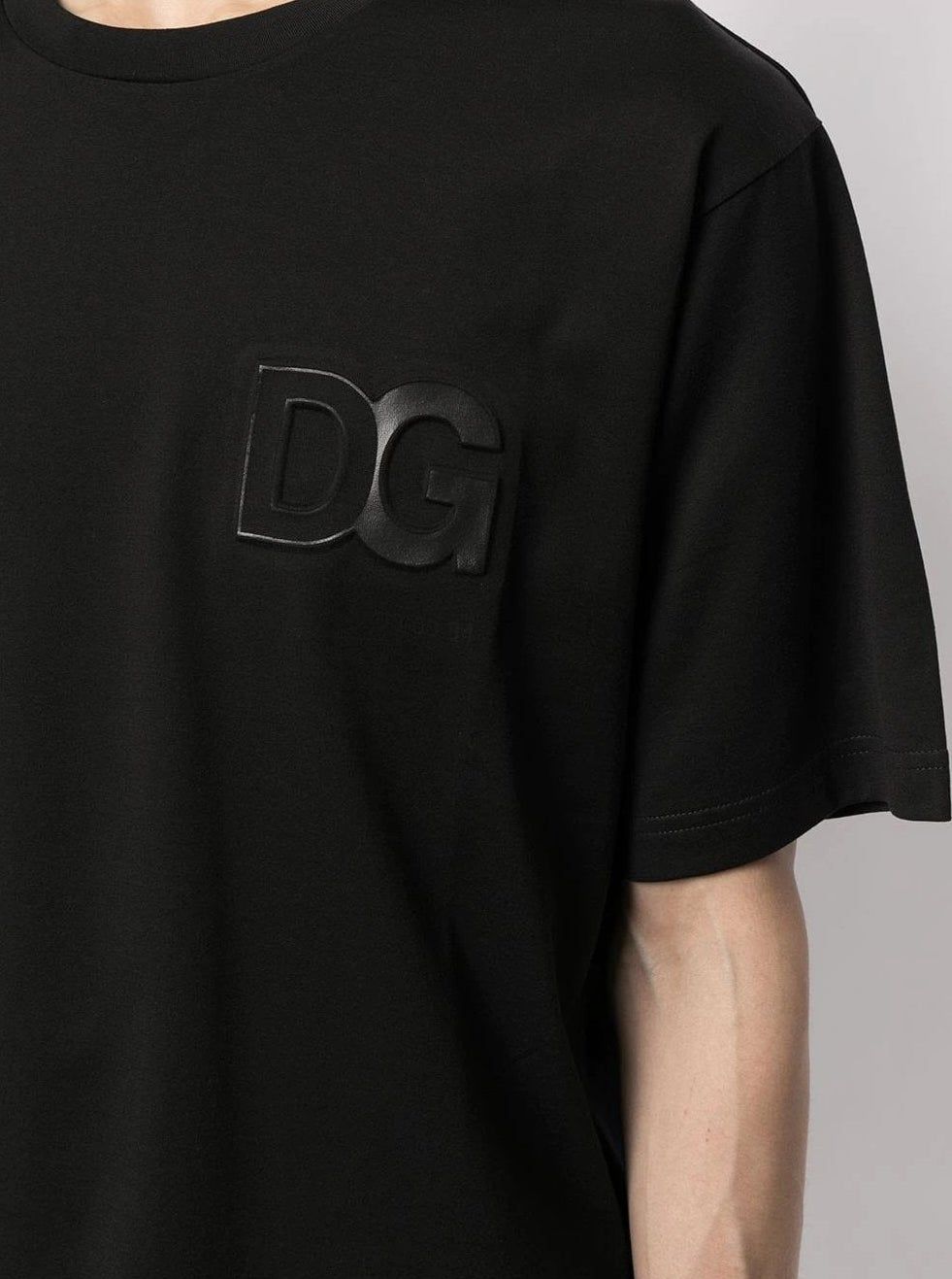 Elegant Embroidered Logo Black Cotton Tee