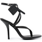 Elegant Calf Leather Stiletto Sandals with Zip Tie Accent