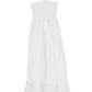 Elegant White Linen Maxi Dress with Smocked Bodice