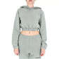 Chic Cropped Hooded Cotton Sweatshirt