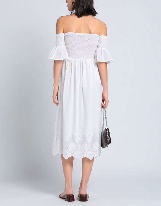 Chic White Cotton Trapezoid Summer Dress