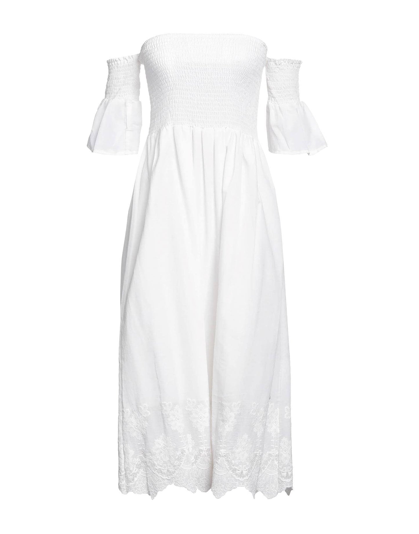 Chic White Cotton Trapezoid Summer Dress